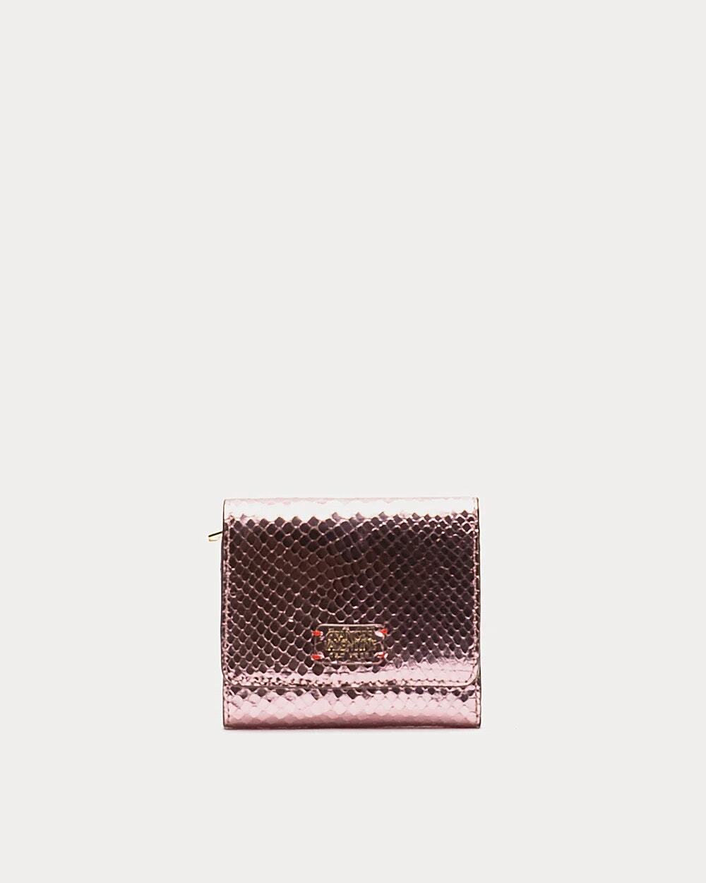 Frances Valentine Perfect Wallet Metallic Snake Leather ~ Pink